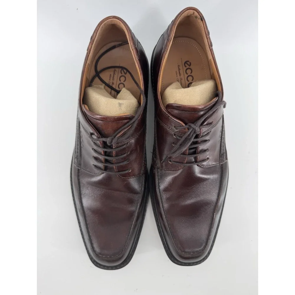 ECCO Shoes Mens 43 Brown Leather Derby Oxford Lace Up Dress Comfort Classic
